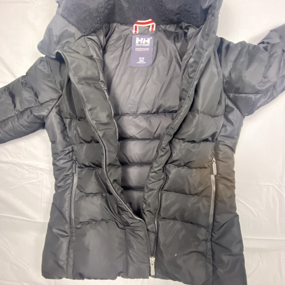 Helly Hansen Women's Black Hooded Puffer Jacket Insulated Coat Medium Winter Ski - Picture 14 of 15